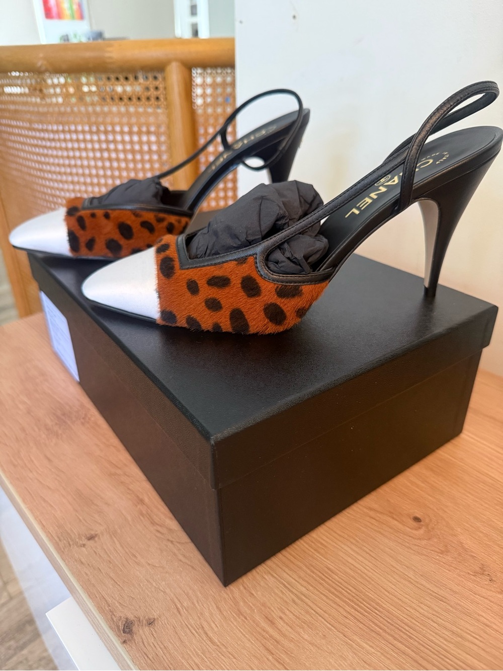 Chanel Leopard-Print Pointed Toe Slingback Pumps MATHIEU BLAZY